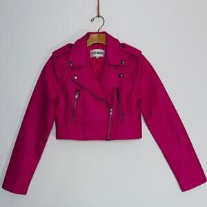 Steve Madden Cropped Faux Leather Motorcycle Moto Jacket - Women's Size XS